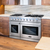 COS-EPGR486G 48 in. Haven Collection 7 cu. ft. Double Oven Gas Range, 6 Burners, Griddle, Convection, Knob LEDs, Stainless Steel